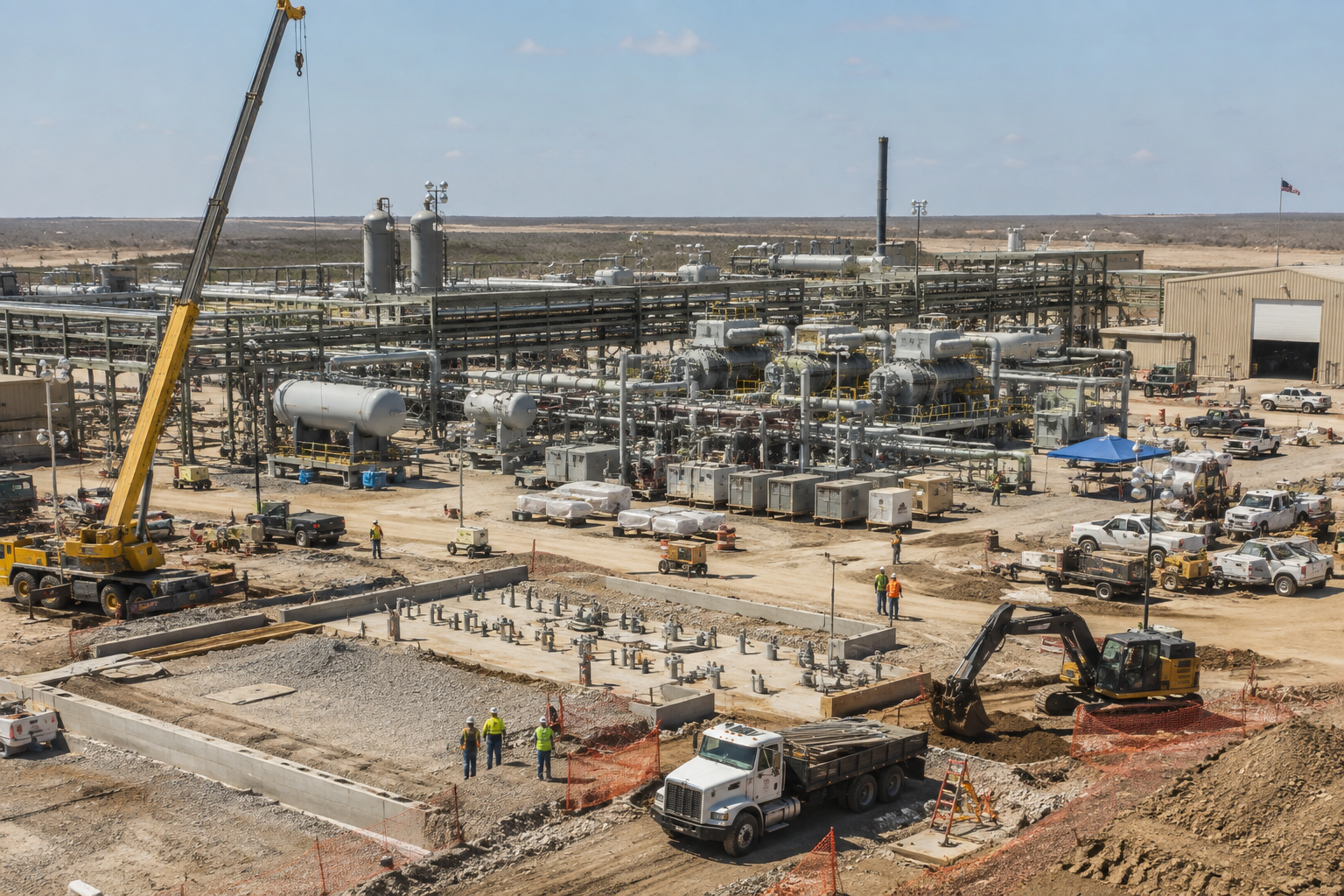Industrial plant construction supporting LNG facility development
