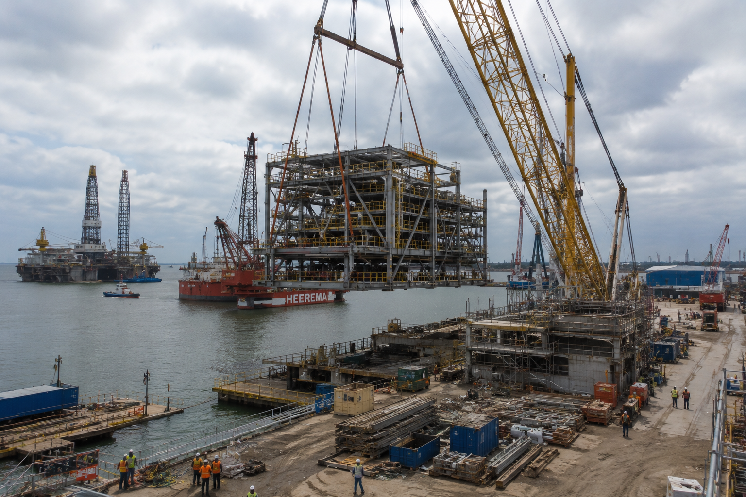 Large-scale international energy infrastructure development with heavy construction
